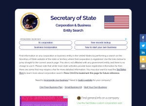 How secstates.com looks like on a tablet such as an iPad.