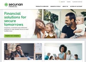 How securian.com looks like on a tablet such as an iPad.