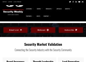 How securityweekly.com looks like on a tablet such as an iPad.