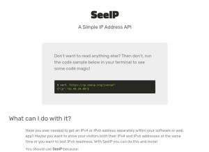 How seeip.org looks like on a tablet such as an iPad.