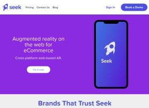 How seekxr.com looks like on a tablet such as an iPad.