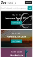How seetickets.us looks like on a mobile device such as an iPhone.