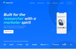 How segmanta.com looks like on a tablet such as an iPad.