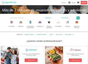 How segundamano.mx looks like on a tablet such as an iPad.