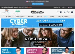 How selectspecs.com looks like on a tablet such as an iPad.