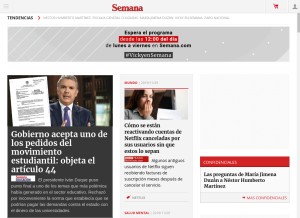 How semana.com looks like on a tablet such as an iPad.