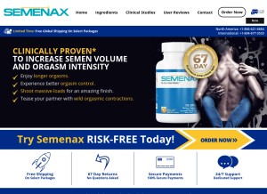 How semenax.com looks like on a tablet such as an iPad.
