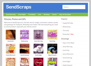 How sendscraps.com looks like on a tablet such as an iPad.