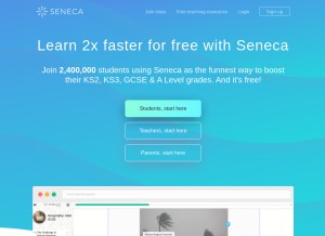 How senecalearning.com looks like on a tablet such as an iPad.