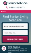 How senioradvice.com looks like on a mobile device such as an iPhone.