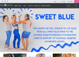 How senitaathletics.com looks like on a tablet such as an iPad.