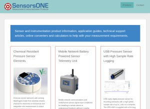 How sensorsone.com looks like on a tablet such as an iPad.