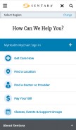 How sentara.com looks like on a mobile device such as an iPhone.