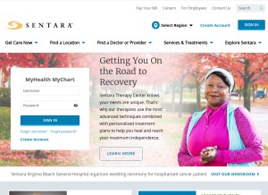 How sentara.com looks like on a tablet such as an iPad.