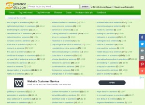 How sentencedict.com looks like on a tablet such as an iPad.