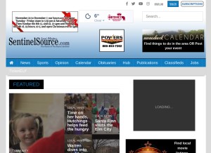How sentinelsource.com looks like on a tablet such as an iPad.