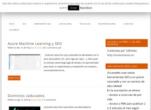 How seogratis.es looks like on a tablet such as an iPad.