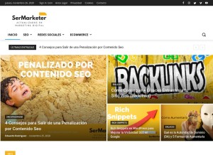 How sermarketer.com looks like on a tablet such as an iPad.
