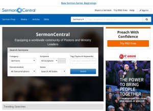 How sermoncentral.com looks like on a tablet such as an iPad.
