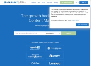 How serpstat.com looks like on a tablet such as an iPad.