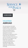 How serviceforpeace.org looks like on a mobile device such as an iPhone.
