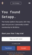 How setapp.com looks like on a mobile device such as an iPhone.