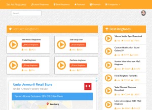 How setasringtones.com looks like on a tablet such as an iPad.