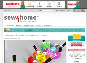 How sew4home.com looks like on a tablet such as an iPad.