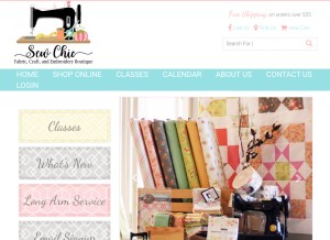 How sewchicfabric.com looks like on a tablet such as an iPad.
