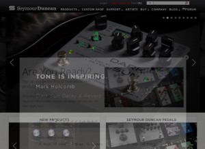 How seymourduncan.com looks like on a tablet such as an iPad.