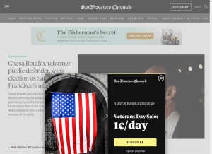 How sfchronicle.com looks like on a tablet such as an iPad.