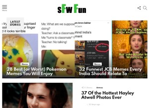 How sfwfun.com looks like on a tablet such as an iPad.