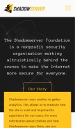 How shadowserver.org looks like on a mobile device such as an iPhone.