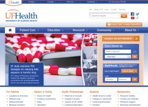 How shands.org looks like on a tablet such as an iPad.