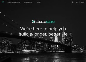 How sharecare.com looks like on a tablet such as an iPad.