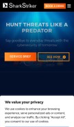 How sharkstriker.com looks like on a mobile device such as an iPhone.