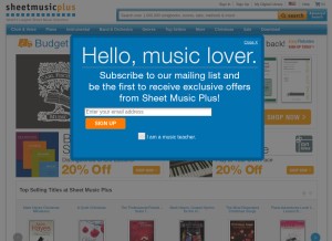 How sheetmusicplus.com looks like on a tablet such as an iPad.