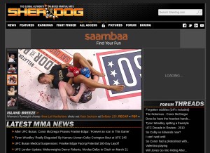 How sherdog.com looks like on a tablet such as an iPad.