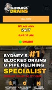 How sherlockdrains.com.au looks like on a mobile device such as an iPhone.