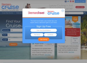 How shermanscruise.com looks like on a tablet such as an iPad.