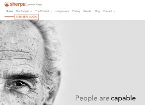 How sherpacrm.com looks like on a tablet such as an iPad.