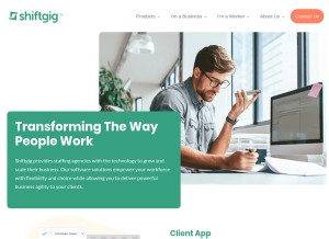 How shiftgig.com looks like on a tablet such as an iPad.