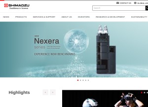 How shimadzu.com looks like on a tablet such as an iPad.