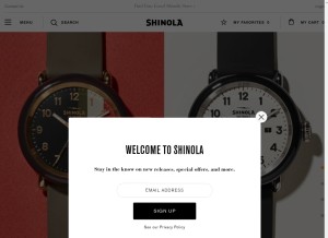 How shinola.com looks like on a tablet such as an iPad.