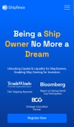 How shipfinex.com looks like on a mobile device such as an iPhone.