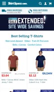 How shirtspace.com looks like on a mobile device such as an iPhone.
