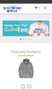 How shirtworkswest.com looks like on a mobile device such as an iPhone.