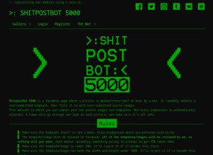 How shitpostbot.com looks like on a tablet such as an iPad.