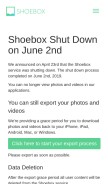 How shoeboxapp.com looks like on a mobile device such as an iPhone.