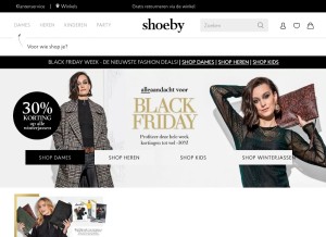 How shoeby.nl looks like on a tablet such as an iPad.